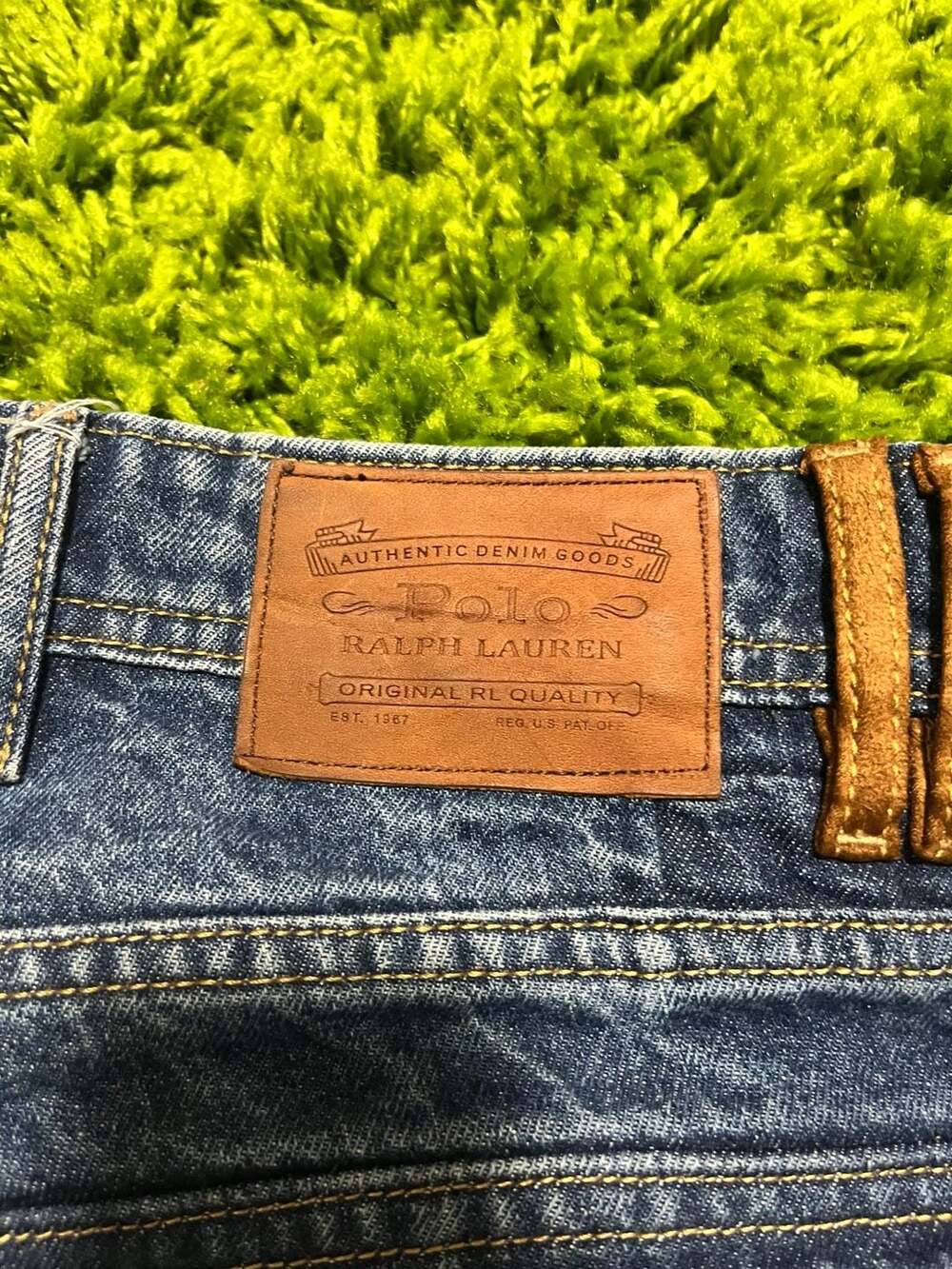 RRL Ralph Lauren Vintage Style Denim Jeans with Suede Pocket Detail - Picture 5 of 9